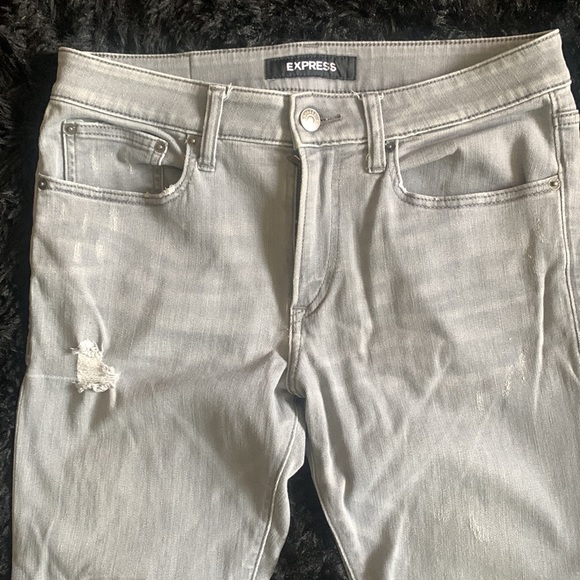 EXPRESS GRAY SLIM RIPPED JEANS 30 / 32 - Picture 2 of 11